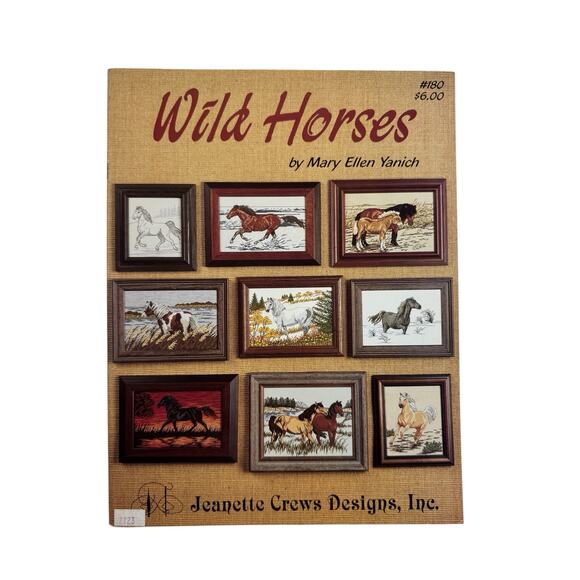 Vintage Wild Horses Cross Stitch Design Booklet JEANETTE CREWS DESIGN 1998 #180 - Picture 1 of 3